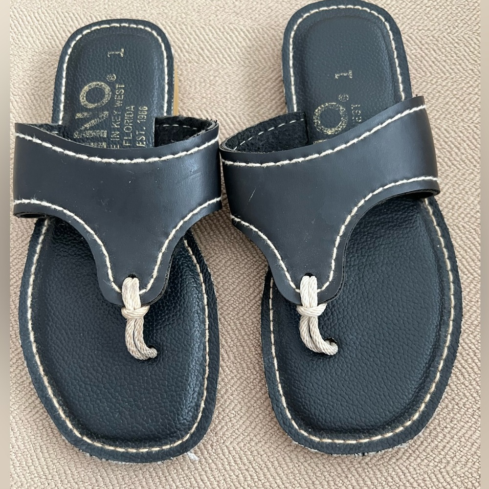 Authentic Kino of Key West Black Leather Sandals